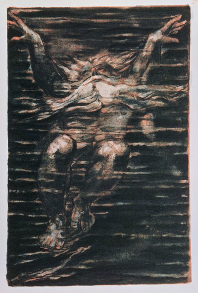The First Book of Urizen; Bearded Man Swimming Through Water by William Blake